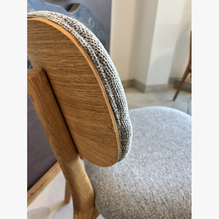 Tölgyfa kárpitozott szék - szürke szín outlet, sérült furnér