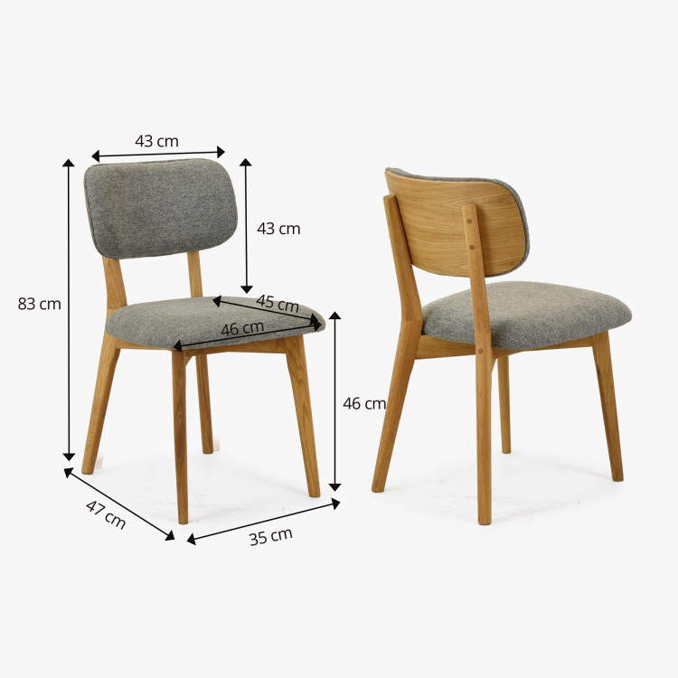 Tölgyfa kárpitozott szék - szürke szín outlet, sérült furnér