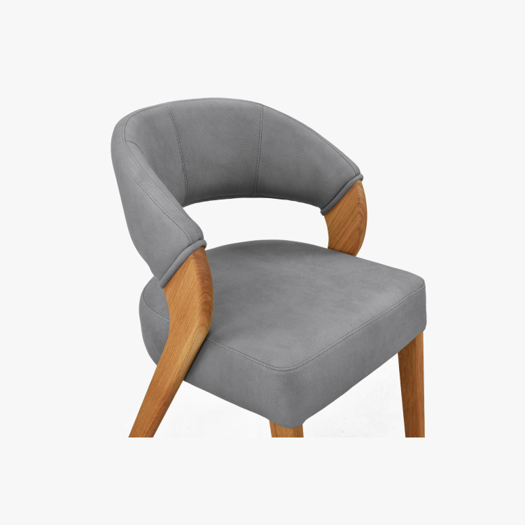 Designos luxus szék - tölgy, Almondo - világosszürke