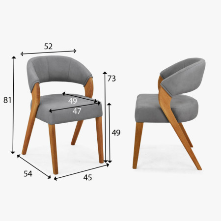 Designos luxus szék - tölgy, Almondo - világosszürke