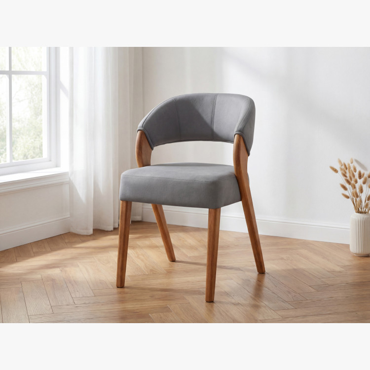 Designos luxus szék - tölgy, Almondo - világosszürke