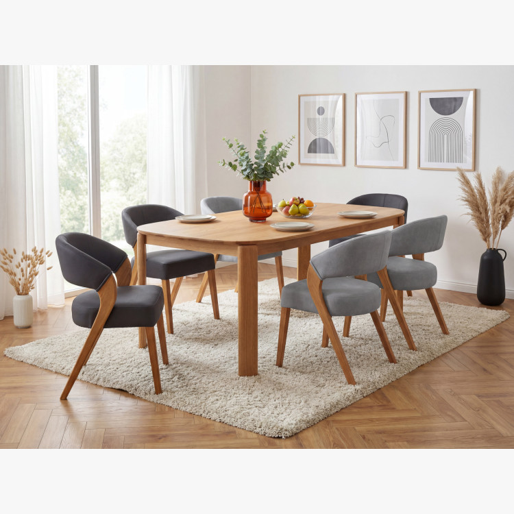 Designos luxus szék - tölgy, Almondo - világosszürke