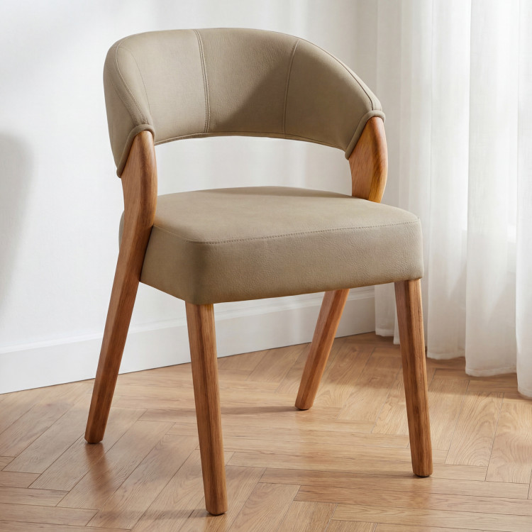 Luxus design szék - tölgy, Almondo - bézs homokszínű