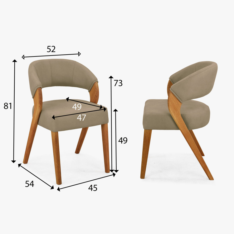 Luxus design szék - tölgy, Almondo - bézs homokszínű