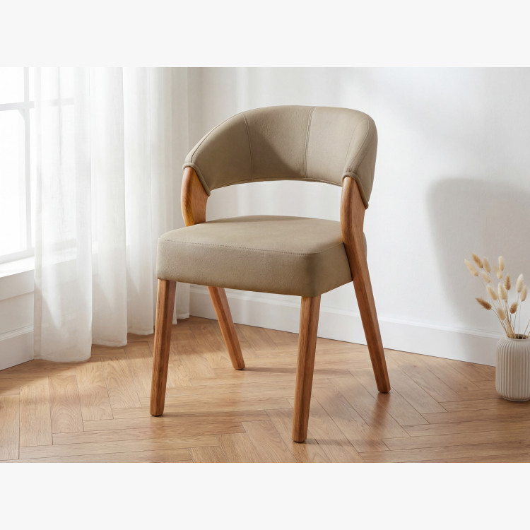 Luxus design szék - tölgy, Almondo - bézs homokszínű