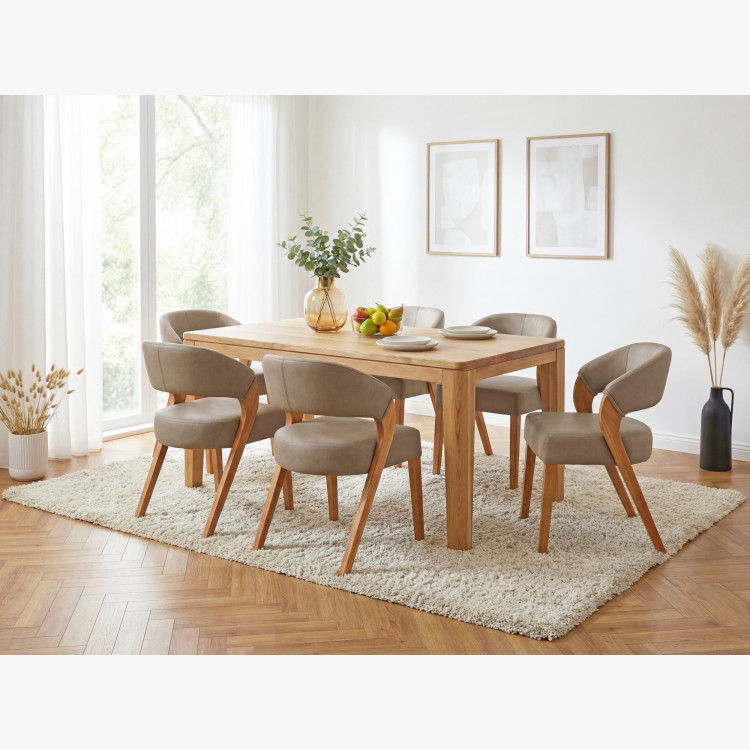 Luxus design szék - tölgy, Almondo - bézs homokszínű