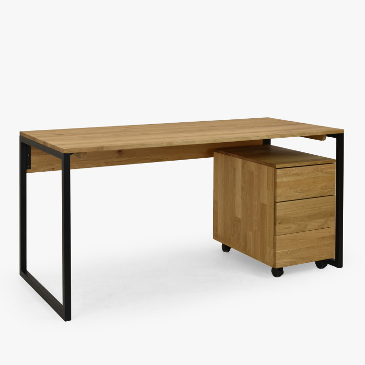 Tölgyfa íróasztal Albero 160x70 cm fém lábak