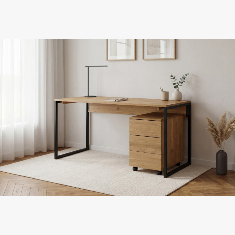 Tölgyfa íróasztal Albero 160x70 cm fém lábak