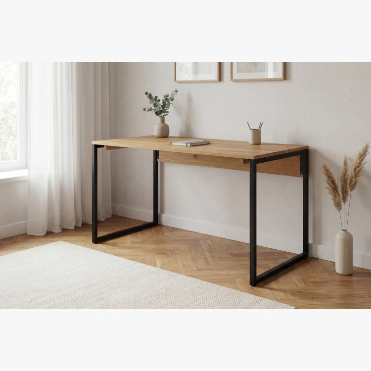 Tölgyfa íróasztal Albero 160x70 cm fém lábak