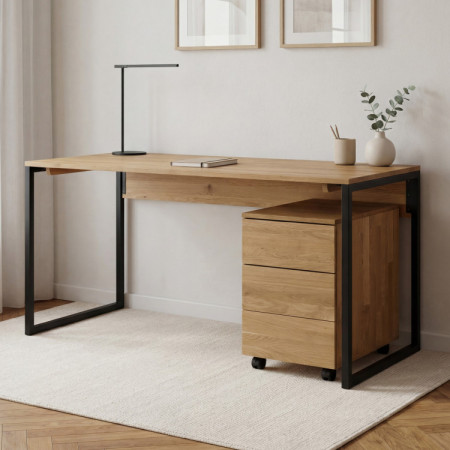 Tölgyfa íróasztal Albero 160x70 cm fém lábak