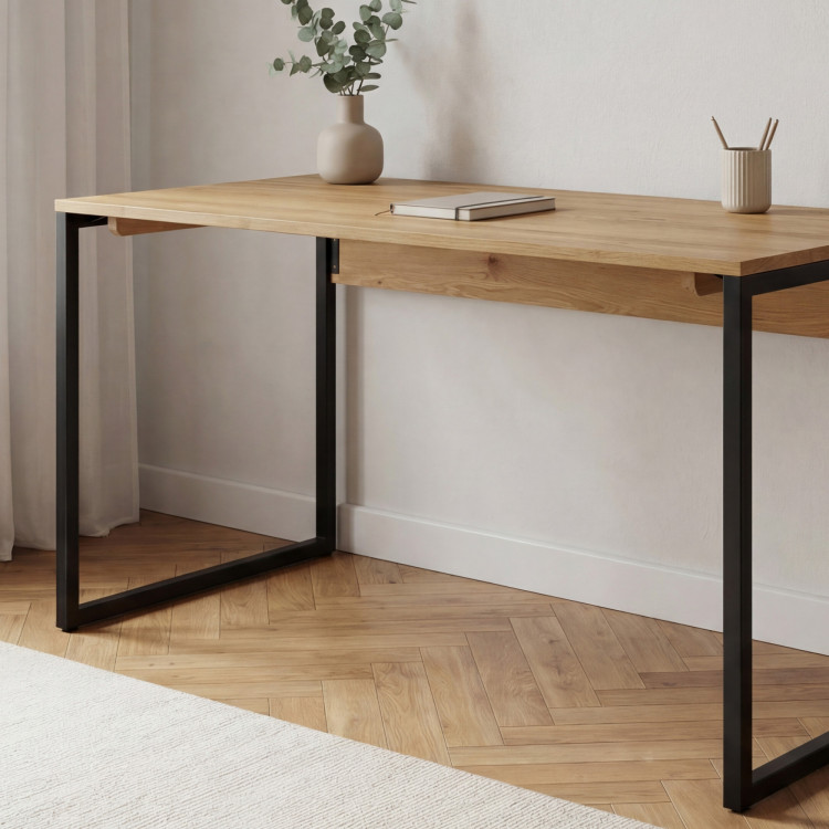 Tölgyfa íróasztal Albero 160x70 cm fém lábak