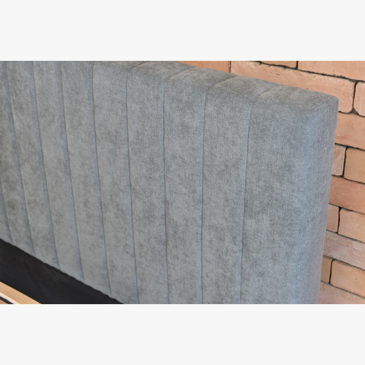 Kárpitozott ágy 180x200 szürke tárolóval és ágyráccsal