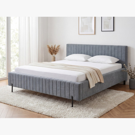 Kárpitozott ágy 180x200 szürke tárolóval és ágyráccsal