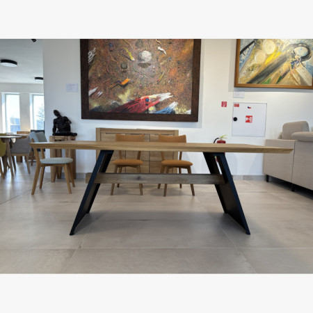 Étkezőasztal fekete fém lábakkal, 200 x 100 cm - outlet