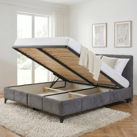 Ágy Atena 180x200 szürke, szövet Flow, tároló, rács