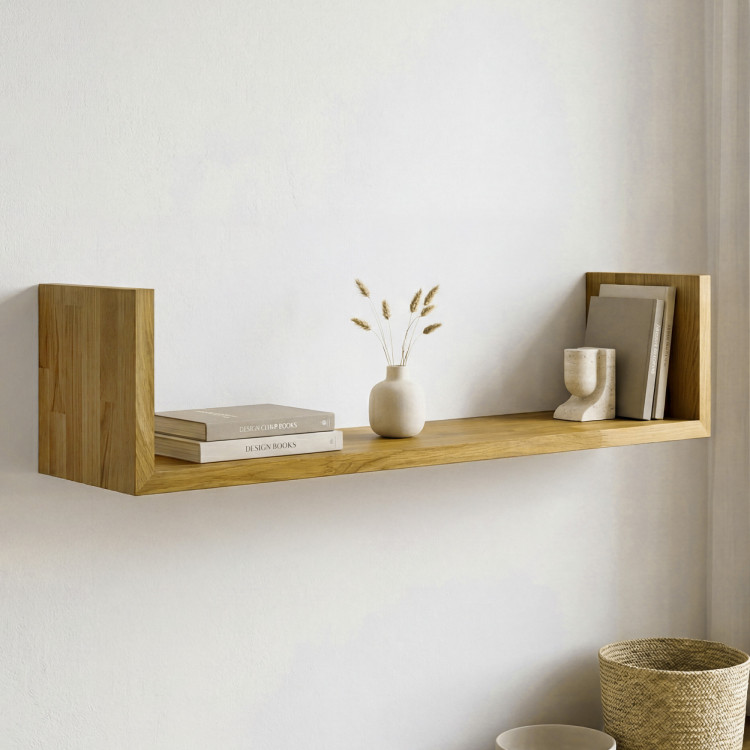 Tölgy fali polc Hugo 80 cm, tömörfa, olajozott