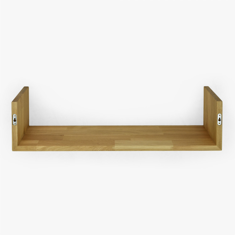Tölgy fali polc Hugo 80 cm, tömörfa, olajozott