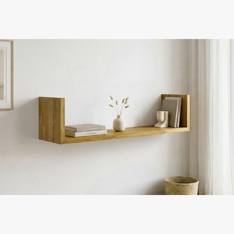 Tölgy fali polc Hugo 80 cm, tömörfa, olajozott
