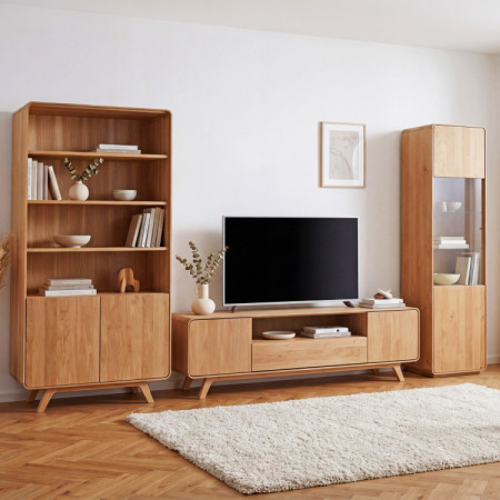 Avalon tölgy polc 180 cm magas ajtókkal – tölgy natural