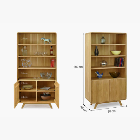 Avalon tölgy polc 180 cm magas ajtókkal – tölgy natural