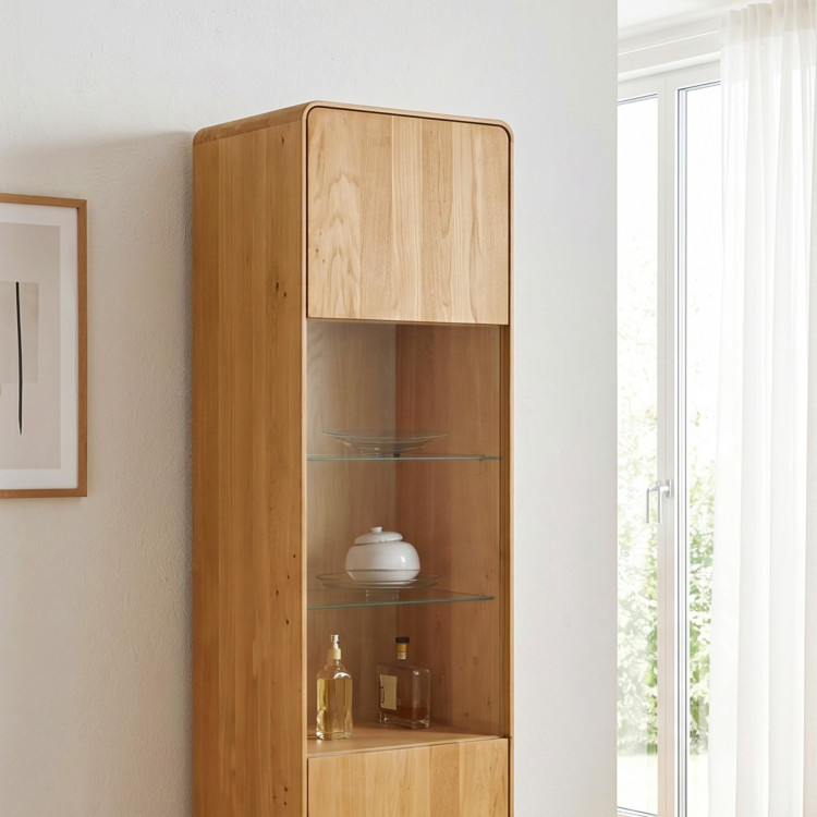 Tömör vitrines szekrény Avalon 1-ajtós tölgy natural