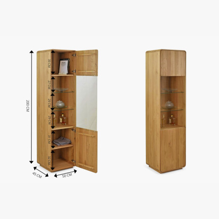 Tömör vitrines szekrény Avalon 1-ajtós tölgy natural