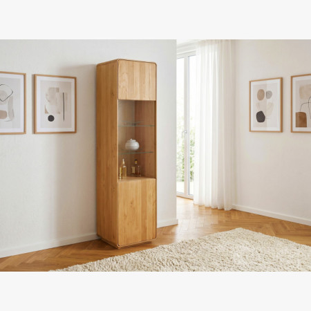 Tömör vitrines szekrény Avalon 1-ajtós tölgy natural