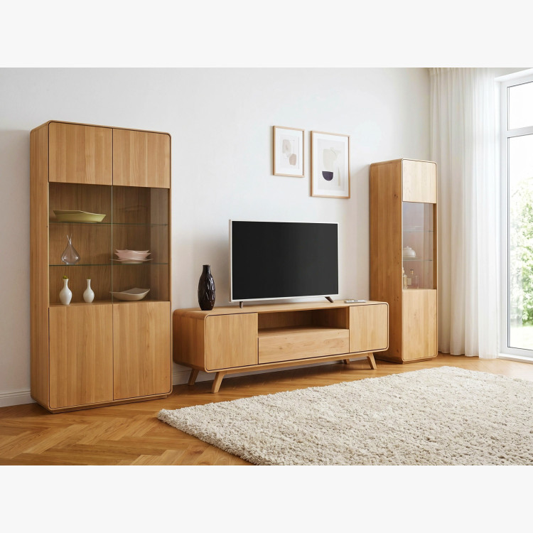 Avalon 2 ajtós vitrin tölgy natural üveggel