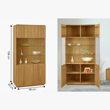 Avalon 2 ajtós vitrin tölgy natural üveggel