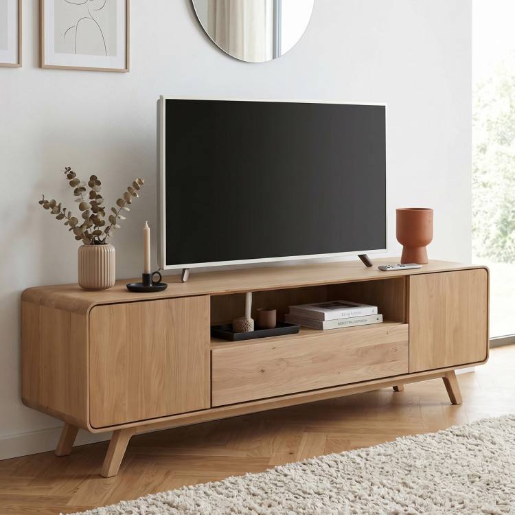 Fa televíziós komód, fehér tölgy