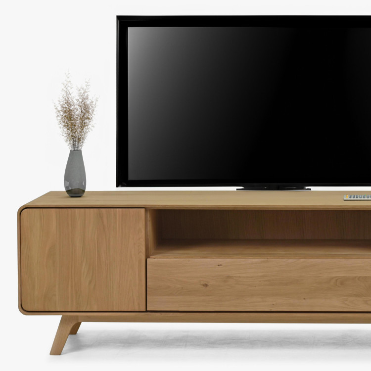 Fa televíziós komód, fehér tölgy