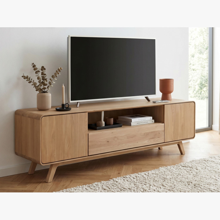 Fa televíziós komód, fehér tölgy