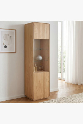 Egyajtós tölgy vitrin, fehér tölgy