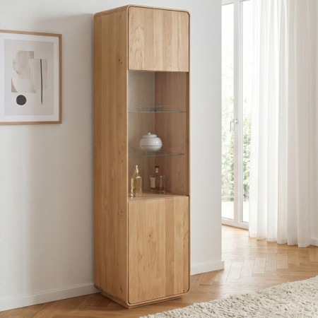 Egyszárnyú tölgy vitrinszekrény, fehér tölgy