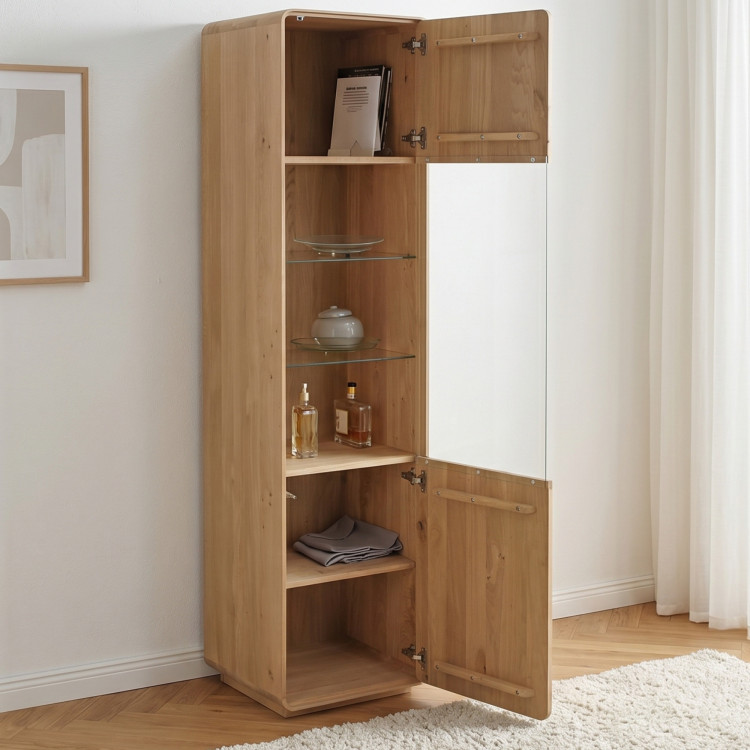 Egyszárnyú tölgy vitrinszekrény, fehér tölgy