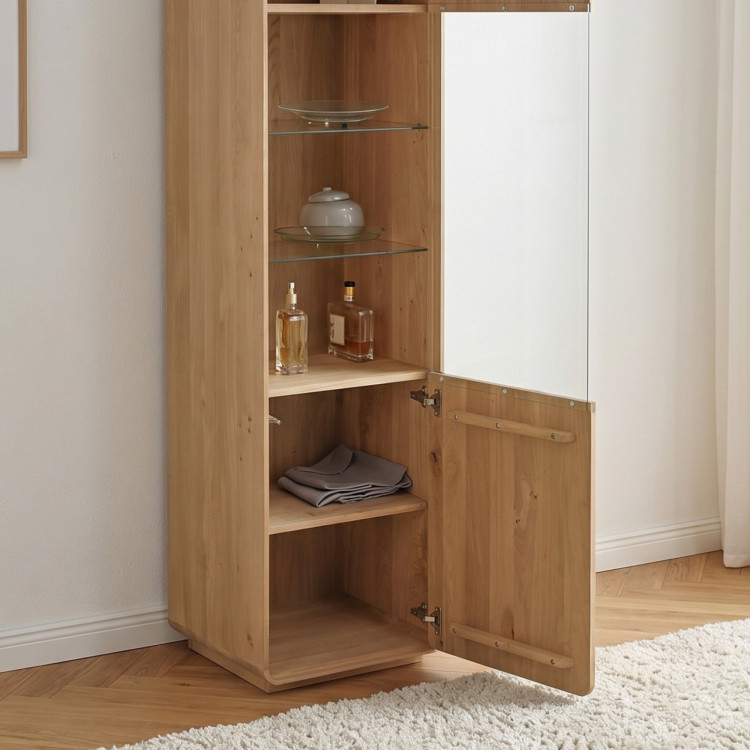 Egyszárnyú tölgy vitrinszekrény, fehér tölgy