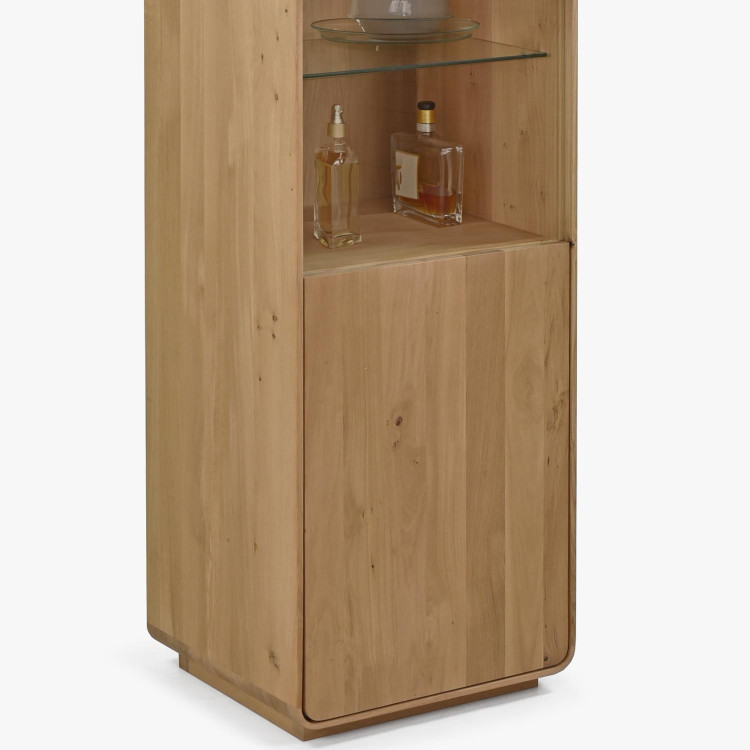 Egyszárnyú tölgy vitrinszekrény, fehér tölgy