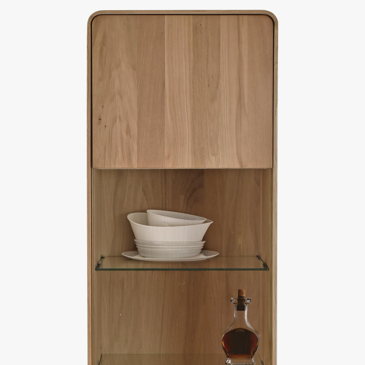 Egyszárnyú tölgy vitrinszekrény, fehér tölgy