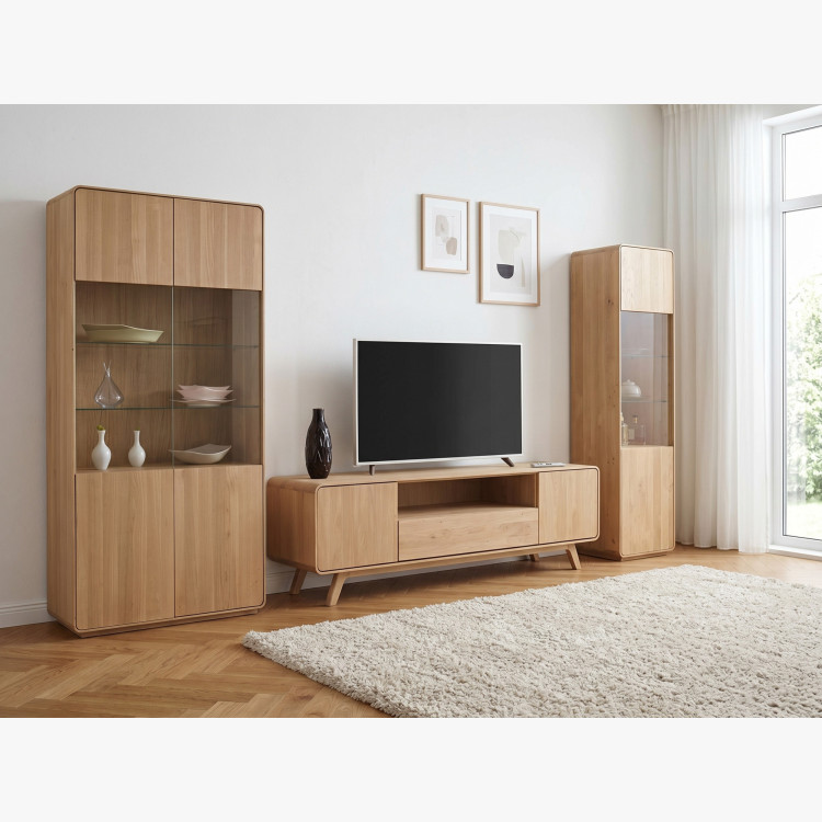 Egyszárnyú tölgy vitrinszekrény, fehér tölgy