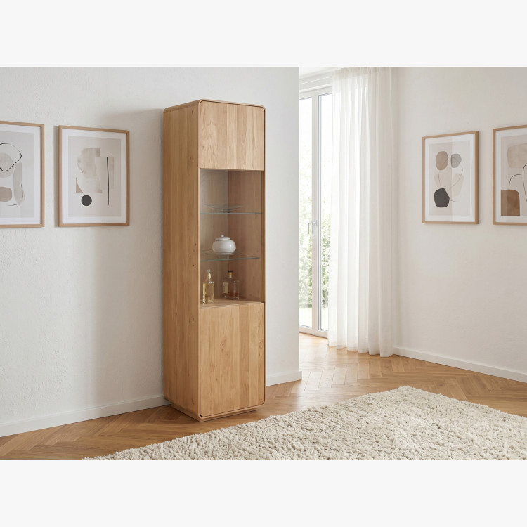 Egyszárnyú tölgy vitrinszekrény, fehér tölgy