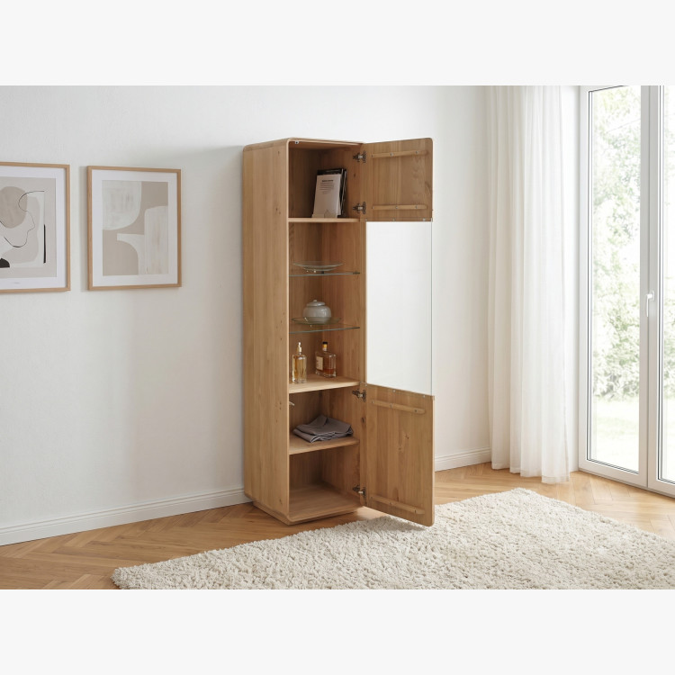 Egyszárnyú tölgy vitrinszekrény, fehér tölgy