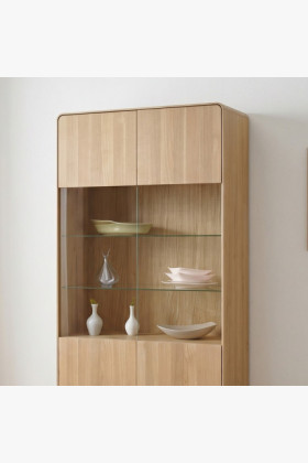 Kétszárnyú tölgy vitrines szekrény, fehér tölgy 2