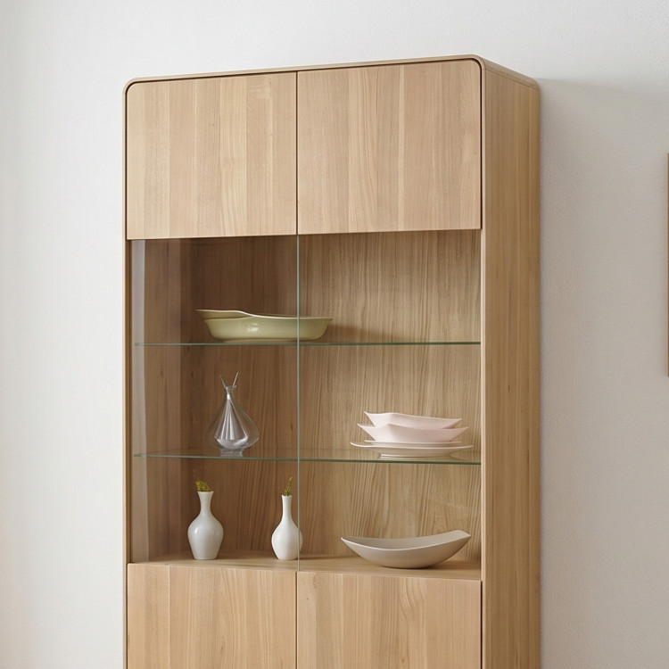 Kétszárnyú tölgy vitrines szekrény, fehér tölgy