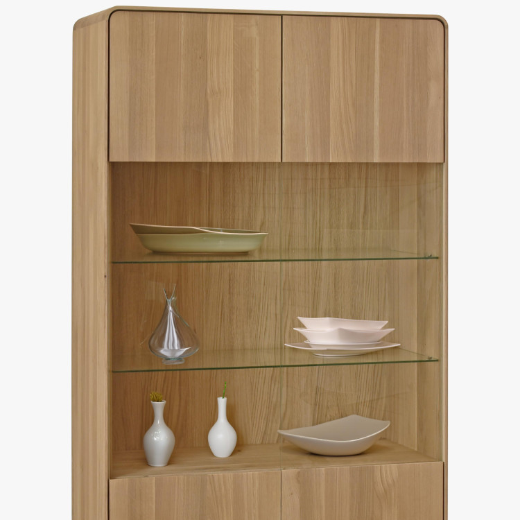 Kétszárnyú tölgy vitrines szekrény, fehér tölgy