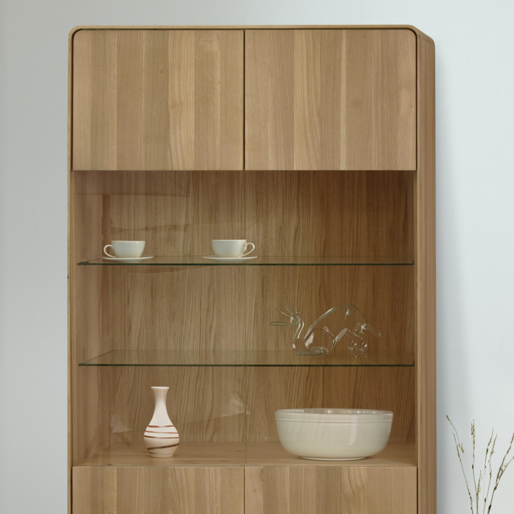 Kétszárnyú tölgy vitrines szekrény, fehér tölgy