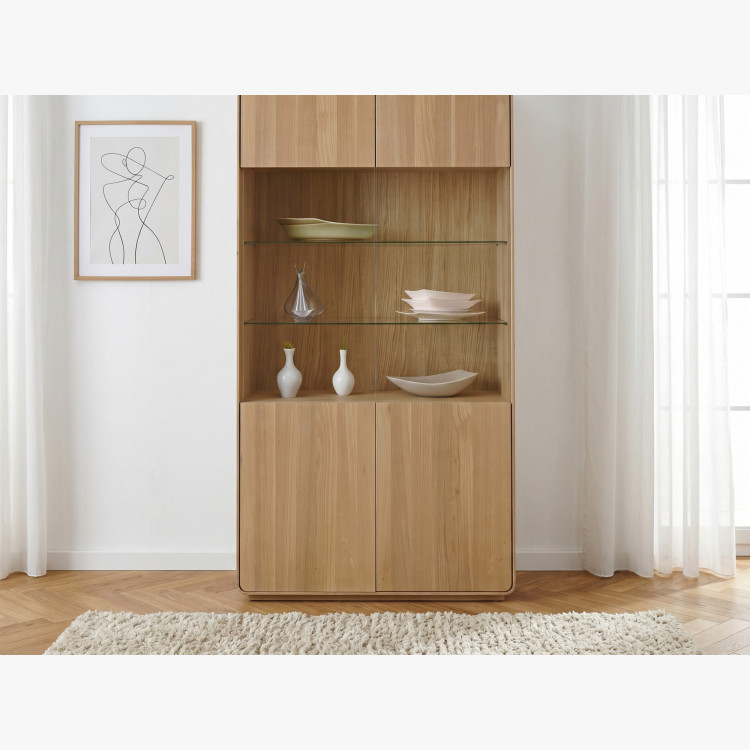 Kétszárnyú tölgy vitrines szekrény, fehér tölgy