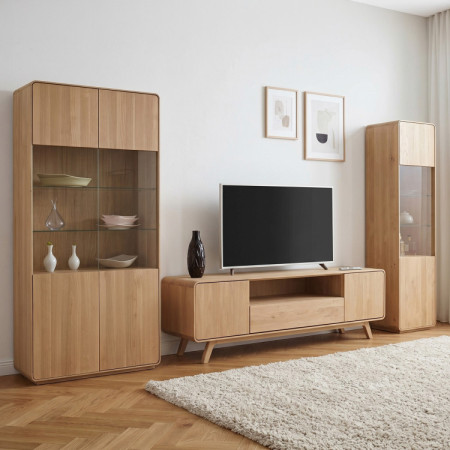 Fa elemekből álló nappali fal - tölgyfa tömör, fehér tölgy színben