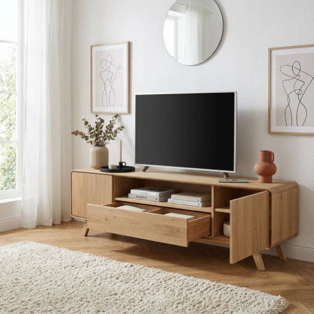 Fa elemekből álló nappali fal - tölgyfa tömör, fehér tölgy színben