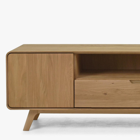 Fa elemekből álló nappali fal - tölgyfa tömör, fehér tölgy színben