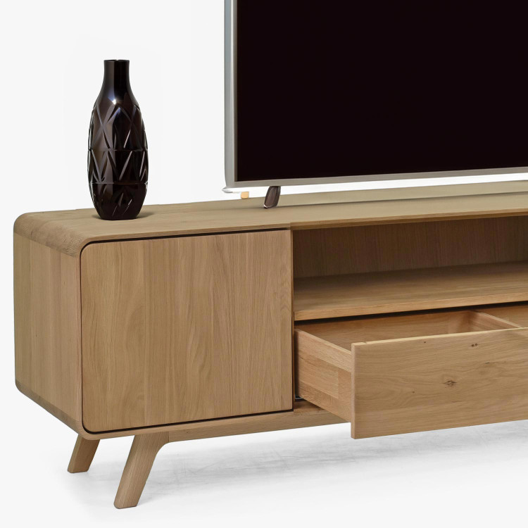 Fa elemekből álló nappali fal - tölgyfa tömör, fehér tölgy színben